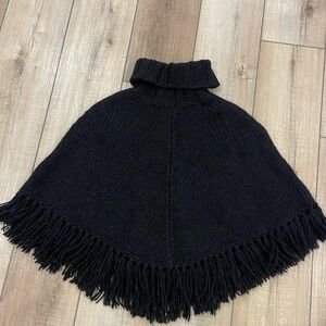 INC International Concepts Black Textured Knit Poncho Size S/M